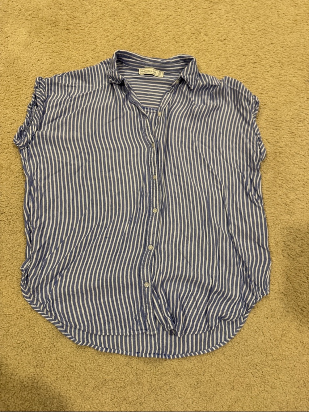Abercrombie & Fitch Blue and White Striped Button-Down Top